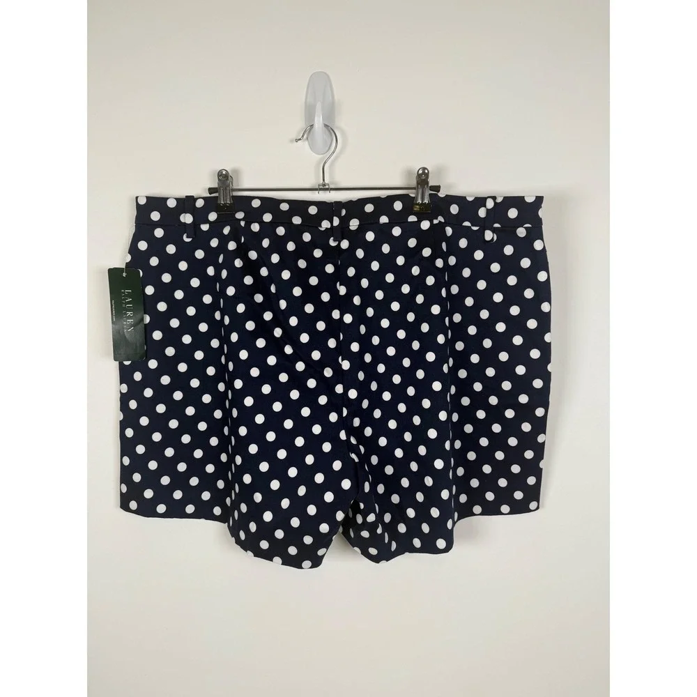 Lauren Ralph Lauren Shorts Women's 18 Polka Dot Stretch Cotton Navy White‎ - Picture 2 of 8